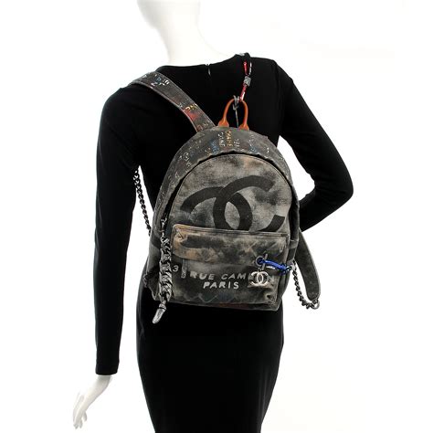 replica chanel graffiti printed canvas backpack|chanel backpack gabrielle.